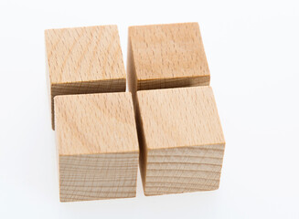 Wooden blocks on white background