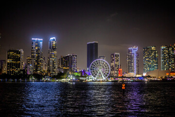 Skyline of Miami Downtown by night - travel photography