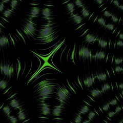 creative bright green striped design on a plain black background