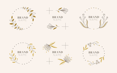 Botanical logo template collection. Floral logo set.