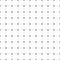 Square seamless background pattern from black astrological mercury symbols are different sizes and opacity. The pattern is evenly filled. Vector illustration on white background