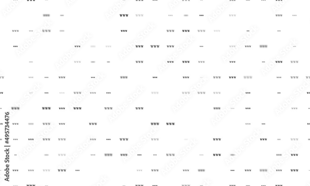 Poster seamless background pattern of evenly spaced black www symbols of different sizes and opacity. vecto