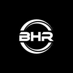 BHR letter logo design with black background in illustrator, vector logo modern alphabet font overlap style. calligraphy designs for logo, Poster, Invitation, etc.