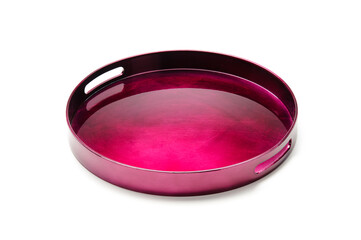 Simple round shiny pink tray, isolated