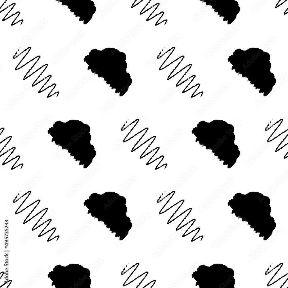 Poster black and white abstract textured pattern vector seamless repeat pattern print background