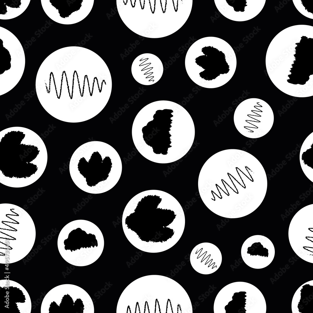 Poster black and white abstract textured pattern vector seamless repeat pattern print background