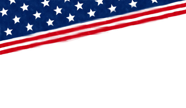 USA patriotic background. Digital watercolor painting illustration.