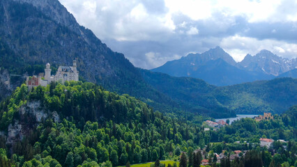 Famous Neuschwanstein Castle in Bavaria Germany - aerial photography