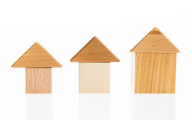 The wooden houses on white background