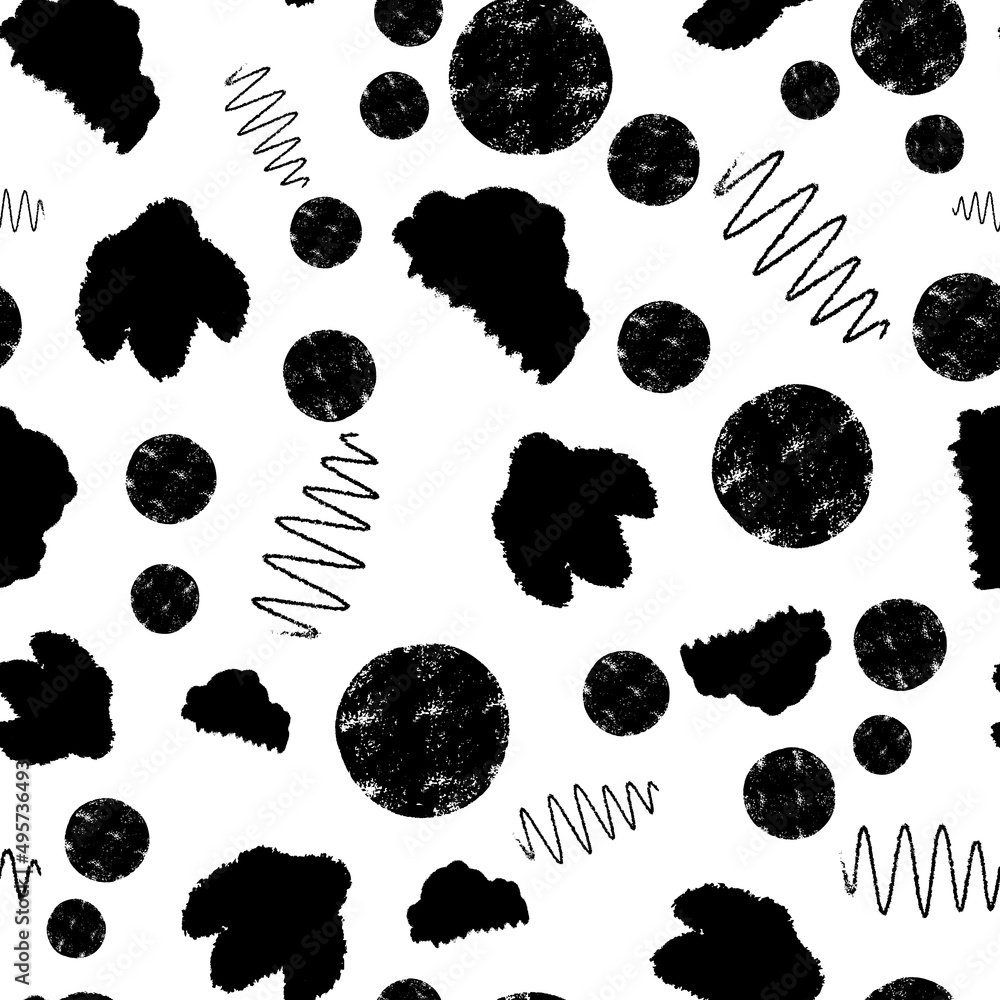 Poster black and white abstract textured pattern vector seamless repeat pattern print background