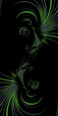 creative bright green striped design on a plain black background