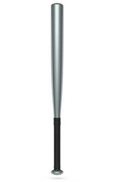 Metal professional softball or baseball bat isolated on white background.