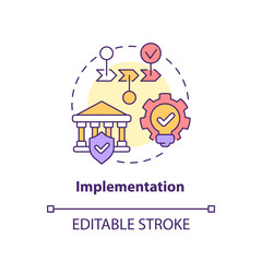 Implementation concept icon. Providing reservation. Heritage conservation process abstract idea thin line illustration. Isolated outline drawing. Editable stroke. Arial, Myriad Pro-Bold fonts used