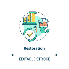 Restoration concept icon. Fixing process. Heritage objects preservation type abstract idea thin line illustration. Isolated outline drawing. Editable stroke. Arial, Myriad Pro-Bold fonts used