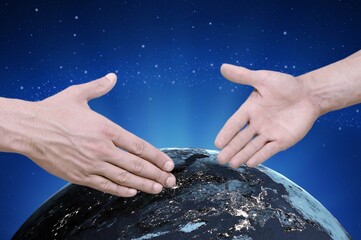 Two hand people, help concept, Russia and Ukraine to make peace.
Two hand to pacify the war.