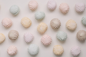candy pastel coloured marshmallow sweets pattern texture background.