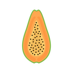 Papaya on white background. Papaya icon vector.