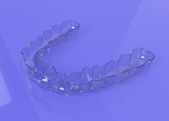 invisible orthodontics, invisalign, blue background, 3d rendering