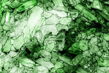 Green Dioptase, Emerald Quartz, raw ore on the wall, emineration concept