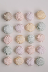 candy pastel coloured marshmallow sweets pattern texture background.