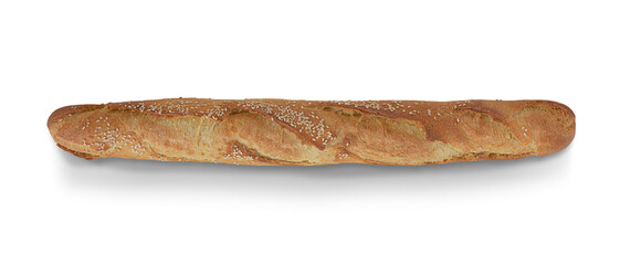 Bread: baguette with sesame isolated on white background
