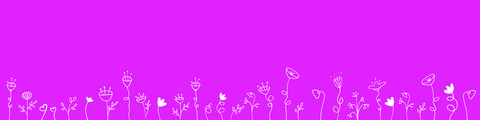 Pink background with white flowers. Vector illustration.