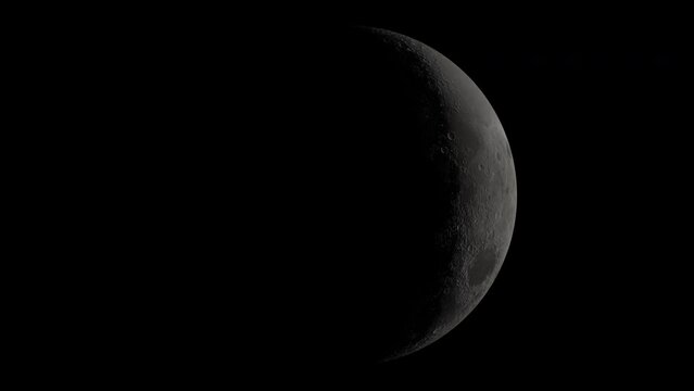 Moon Phases - Northern Hemisphere time-lapse rendered video, moon rotation