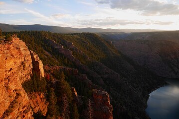 Canyon Rim Overlook in Flaming Gorge National Recreation Area at sunset. Utah, USA.