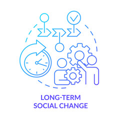 Long term social change blue gradient concept icon. Institutionalization. Reason for participation abstract idea thin line illustration. Isolated outline drawing. Myriad Pro-Bold fonts used