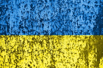 Blue-yellow flag of ukraine. Ukraine background with chalk texture