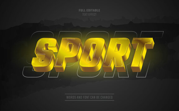 Editable text effect  sport with chrome  gold style