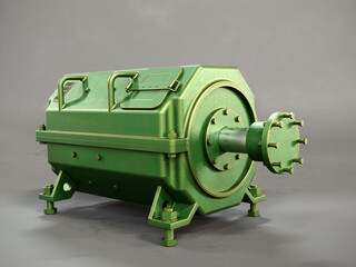 Industrial HP electric motor on gray