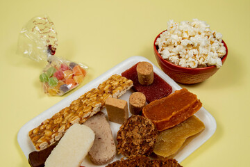 coconut candy, pumpkin candy, paçoca, peanut butter, jujuba