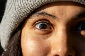 Closeup shot of a Hispanic girl looking at the camera in New Zealand
