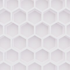 White hexagon honeycomb texture background. Pattern background. 3d rendering. Hexagon brick wall.