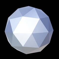 Blue geometric ore, low poly. 3d rendering. Decorative ball.