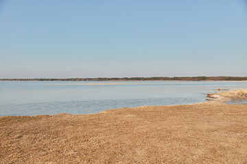 view of the lake from the beach 