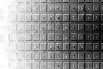 Stylized panel with buttons with numbers, illustration created by computer