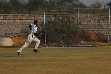 Closeup of a Cricket Match in Hyderabad Collage