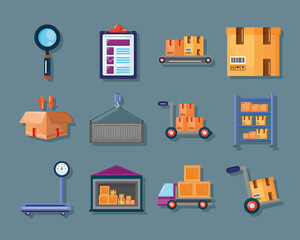 sixteen warehouse service icons