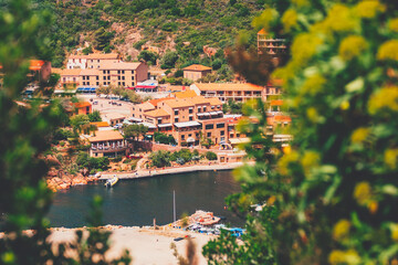 Porto Ota, France, 20 June 2010: Marina of Porto Ota, a small seaside resort,  Corsica