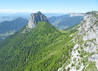 Naklejka premium Paragliding above Lake Annecy in the French Alps 