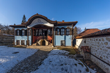 Fototapeta na wymiar Typical Street and old houses inl town of Koprivshtitsa, Bulgaria