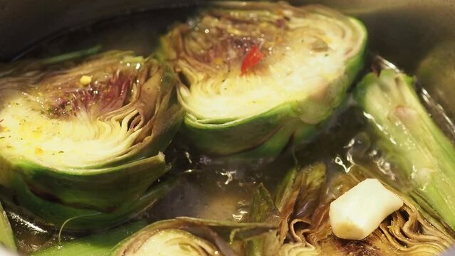 cooking artichoke vegetables food