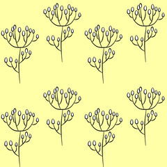 Vector seamless half-drop pattern, with bud
