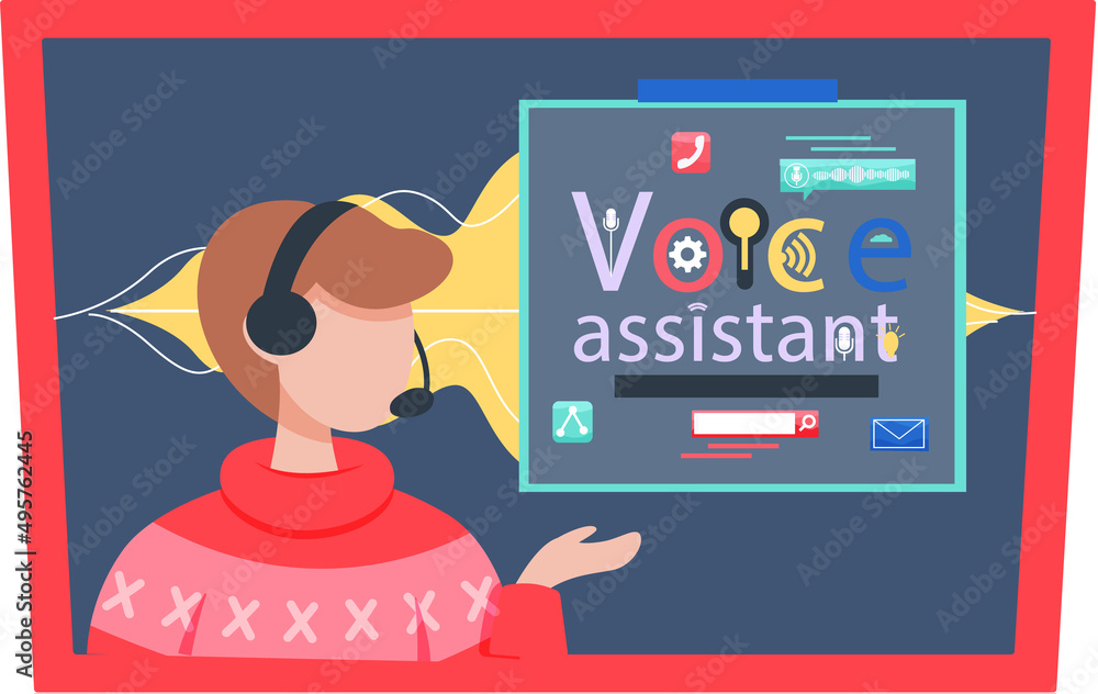 Poster voice assistant software agent perform tasks for user. speaker recognition, vote controlled smart sp
