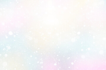 Abstract blurred background of delicate watercolor color, with the effect of bokeh and falling snow. Spring background, or Christmas background.