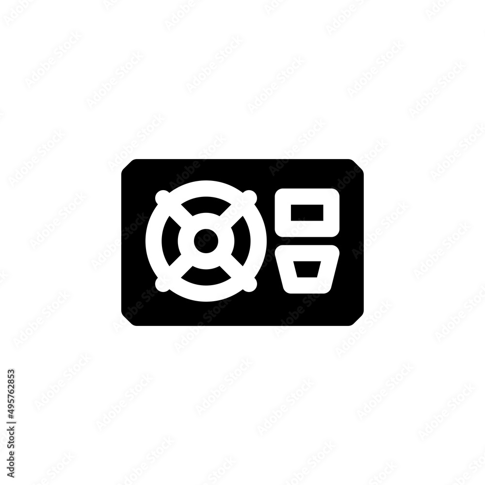 Poster power supply vector icon. computer component icon solid style. perfect use for logo, presentation, w