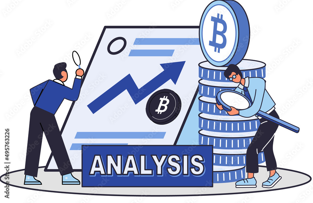 Poster cryptocurrency bitcoin mining metaphor blockchain exchange platform. cyber banking procedures, bitco