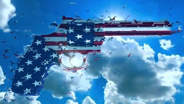 USA gun revolver. 3D rendering